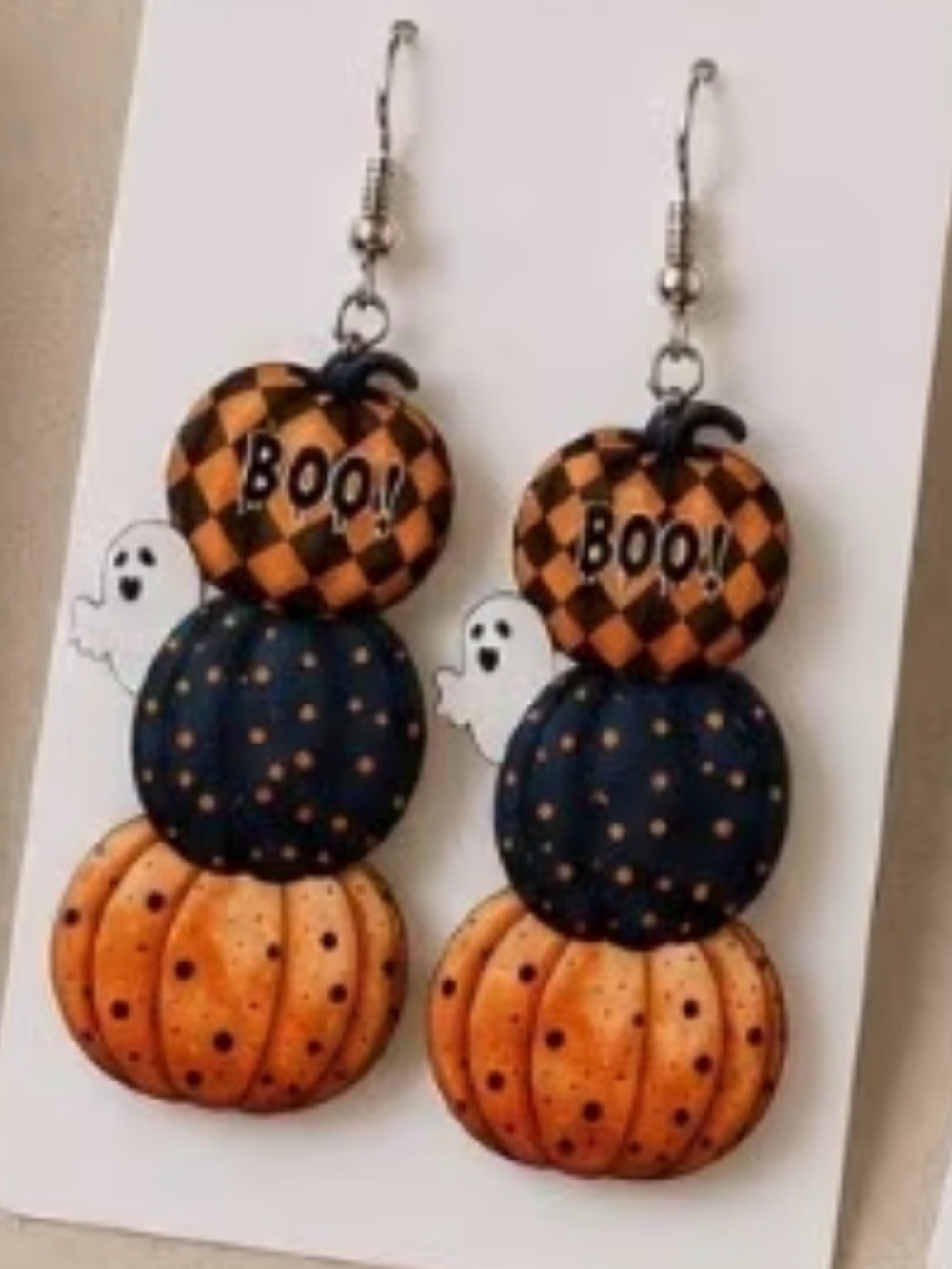 Halloween Pumpkin Stack Earrings - Orange & Black